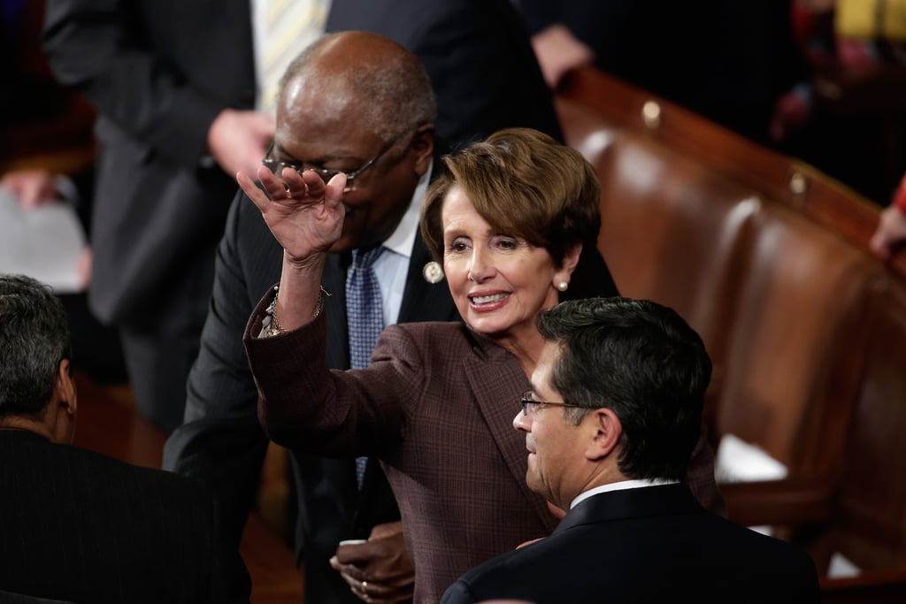 House Minority Leader Nancy Pelosi said her hellos.