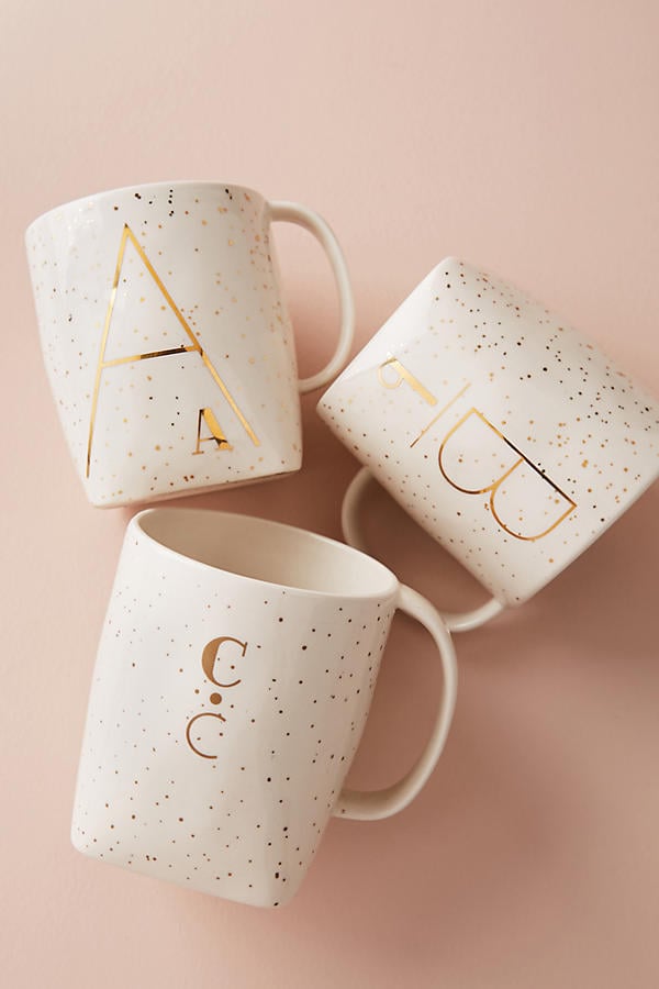 Anthropologie Gilded Shapes Monogram Mug