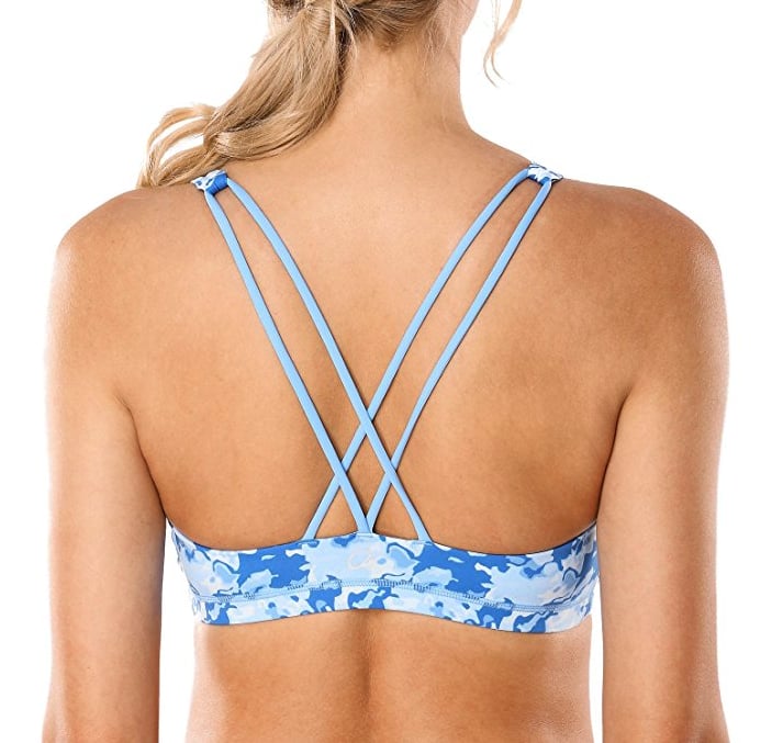 CRZ YOGA Strappy Sports Bras for Women Cross Back Sexy Padded Yoga Bra Tops  Cute Activewear