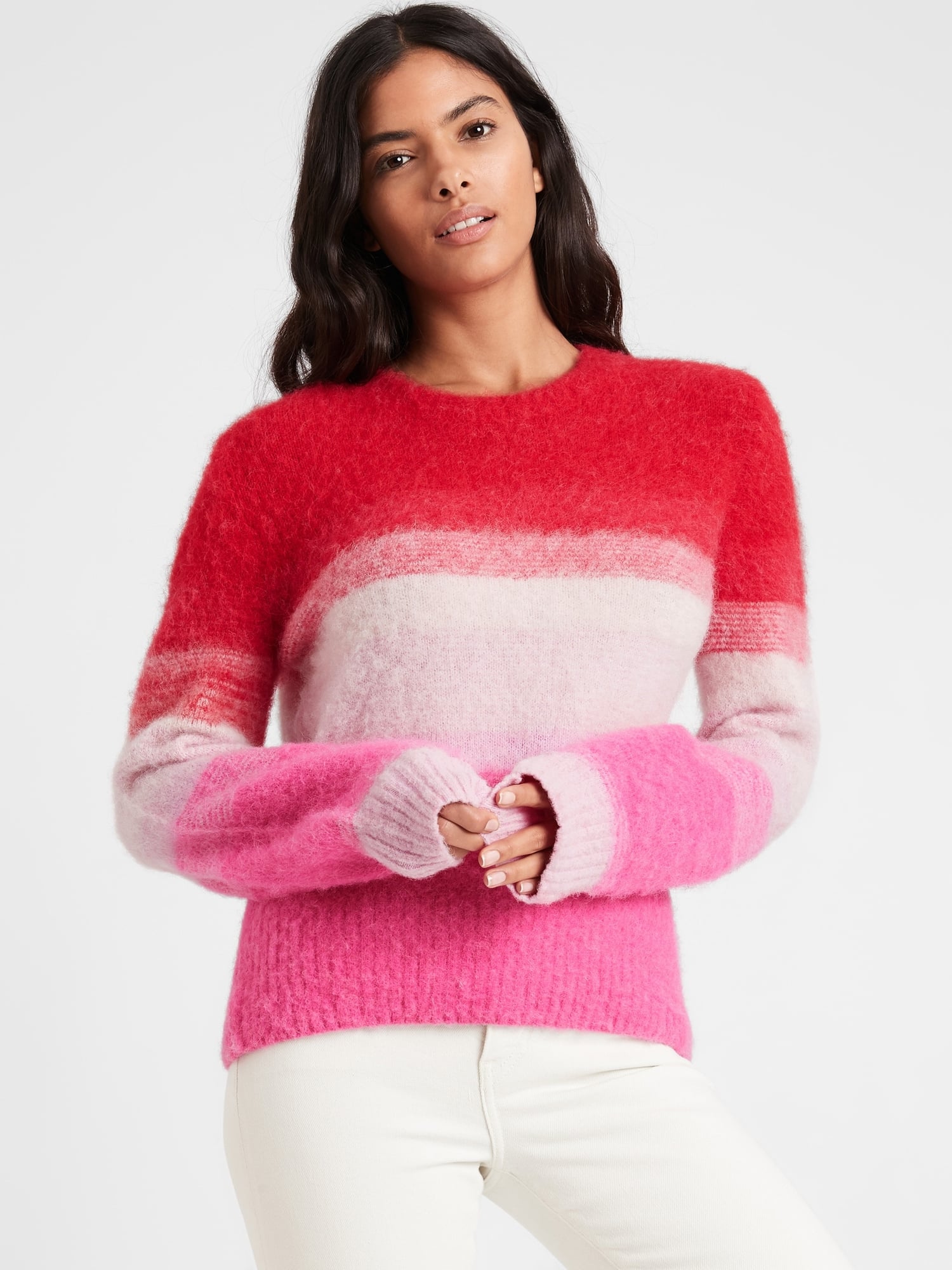 Banana Republic Fuzzy Ombr Stripe Sweater 30 Luxe Valentine s