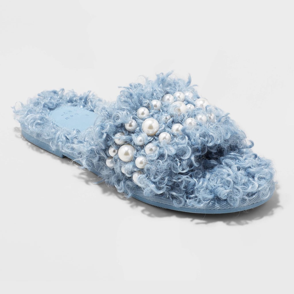 Blue: A New Day Adrienne Slip-On Embellished Slide Slippers
