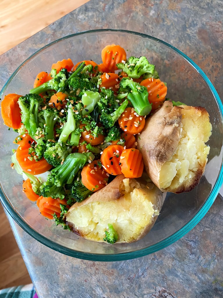 Lunch: Roasted Sweet Potato With Broccoli and Carrots