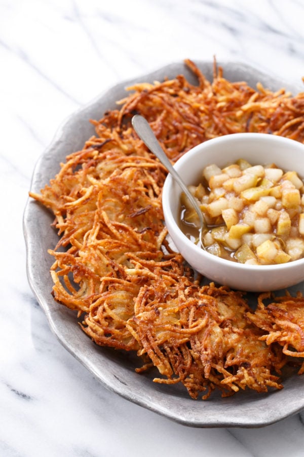 Hanukkah Recipe: Crispy Potato Latkes With Spiced Pear Compte
