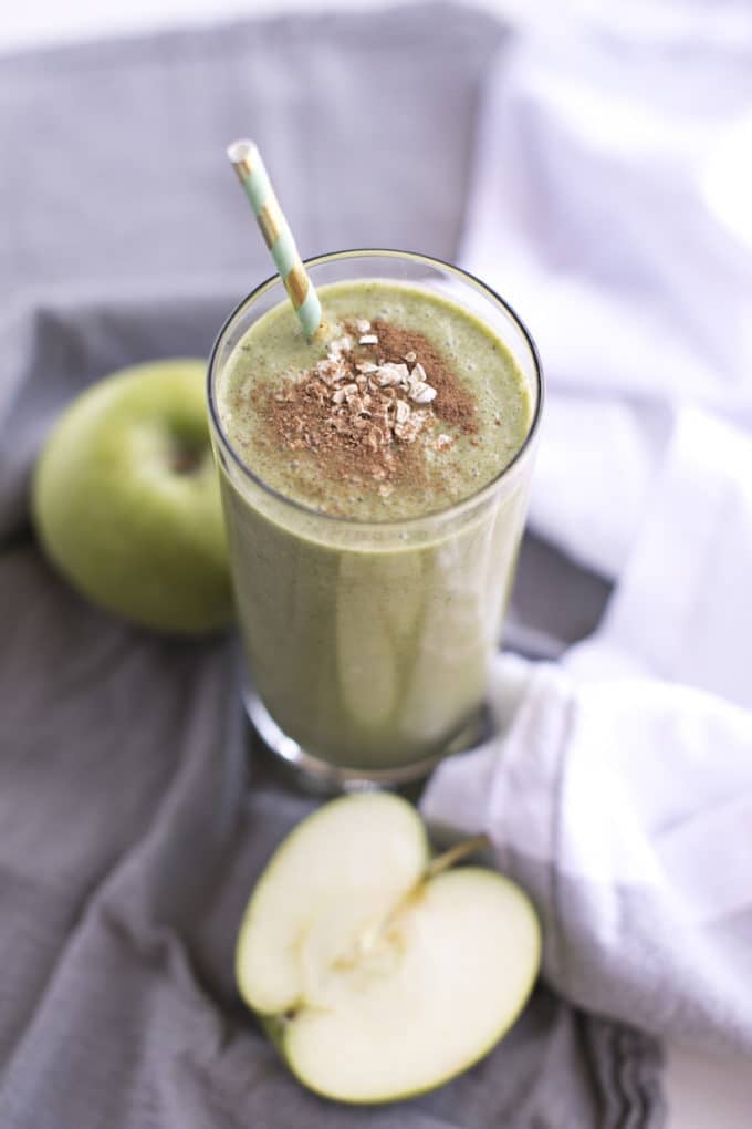 Vegan Apple Pie Green Protein Smoothie