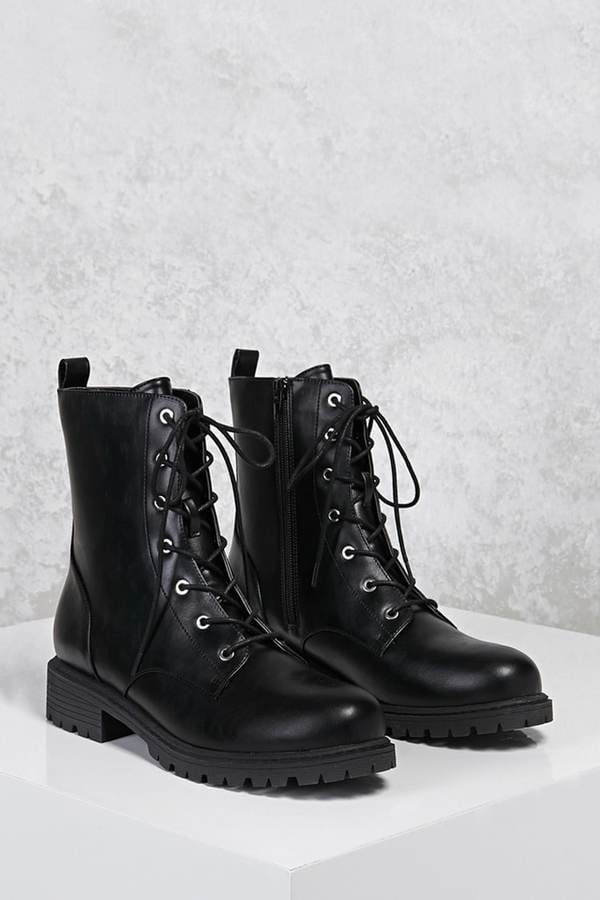 faux leather combat boots