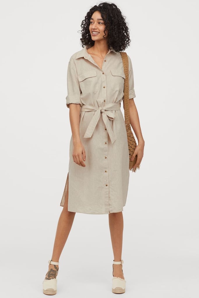 Linen-Blend Shirt Dress