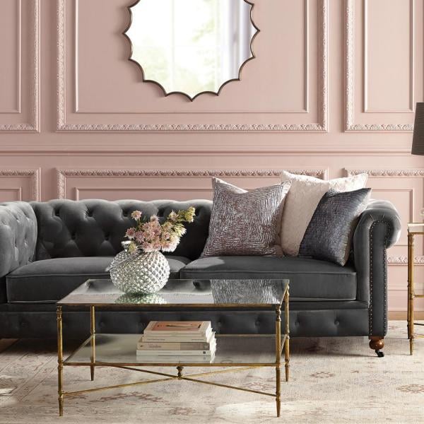 Home Decorators Collection Gordon Grey Velvet Sofa