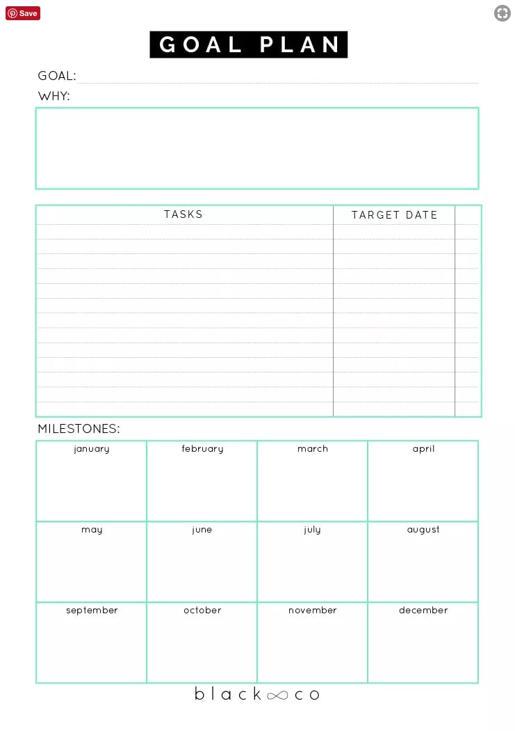 Printable Goal Plan Sheet