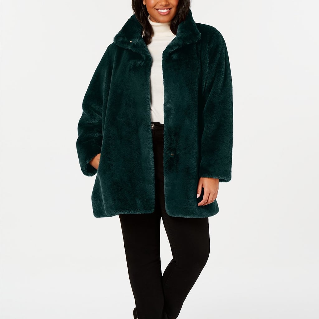 Calvin Klein Plus Size Belted Asymmetrical Coat | 15 Chic and Comfy Coats  For Curvy Figures — Starting at Just $85 | POPSUGAR Fashion Photo 14