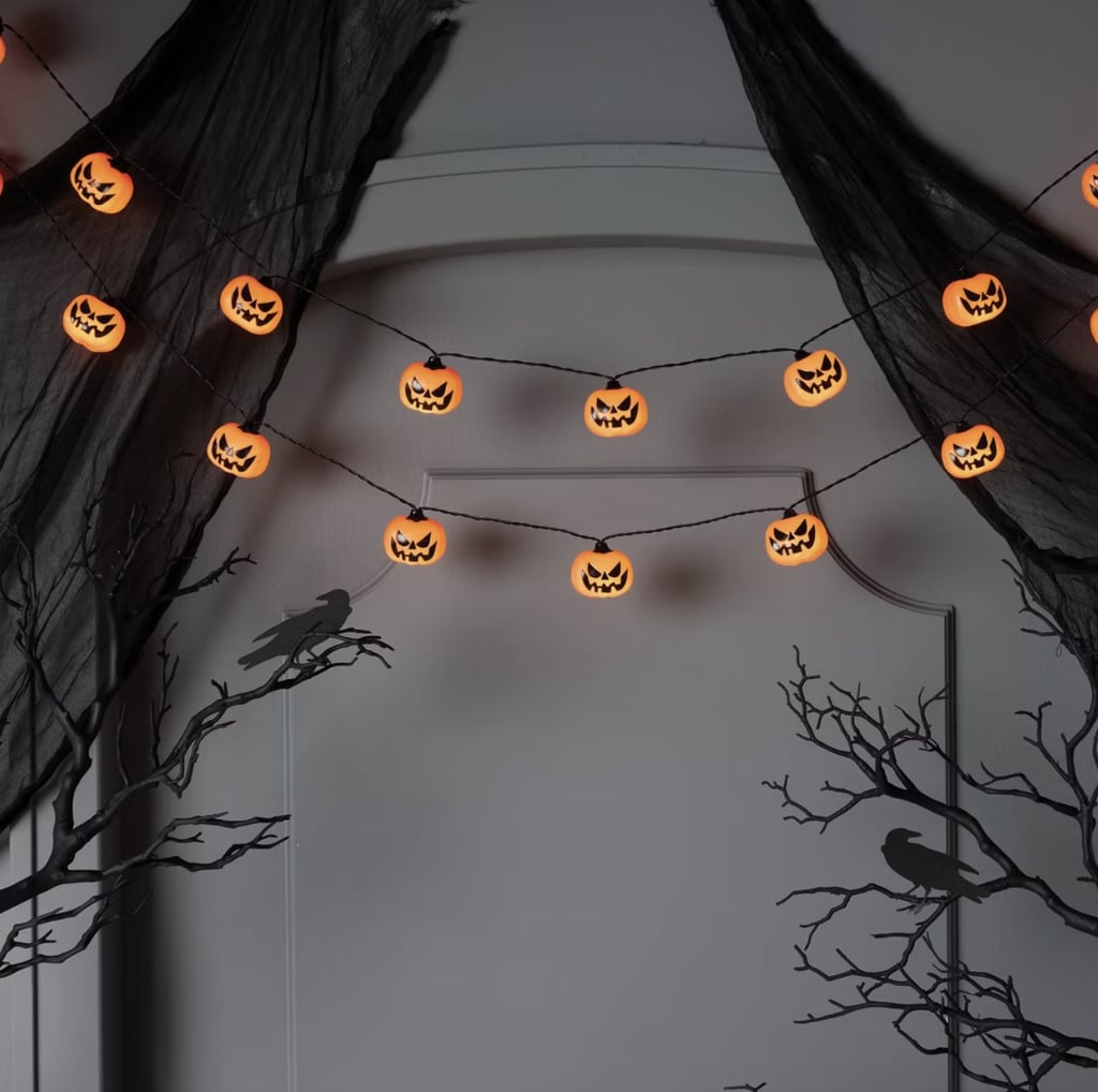 Hyde and EEK! Boutique 20ct Halloween LED Plastic Pumpkin Novelty String Light ($10)
Add something cute to your Halloween decor like this jack-o'-lantern string light. It boasts 20 pumpkins that emit a warm orange light. Hang them along your mantel, doorway, staircase, or on the wall. It's battery operated requiring two AA batteries.
