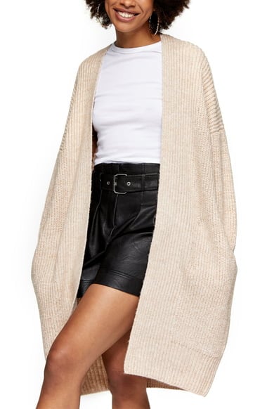 Topshop Ribbed Open Front Cardigan