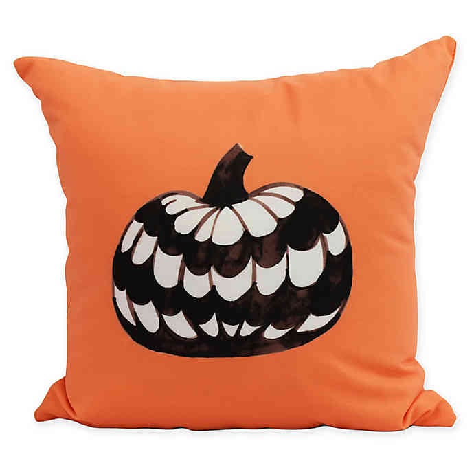 E by Design Witches Brew Pumpkin Square Throw Pillow in Orange