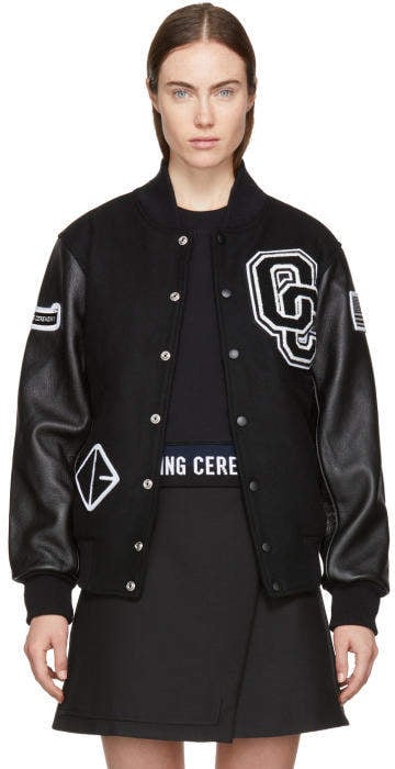 Opening Ceremony Black Logo Varsity Bomber Jacket