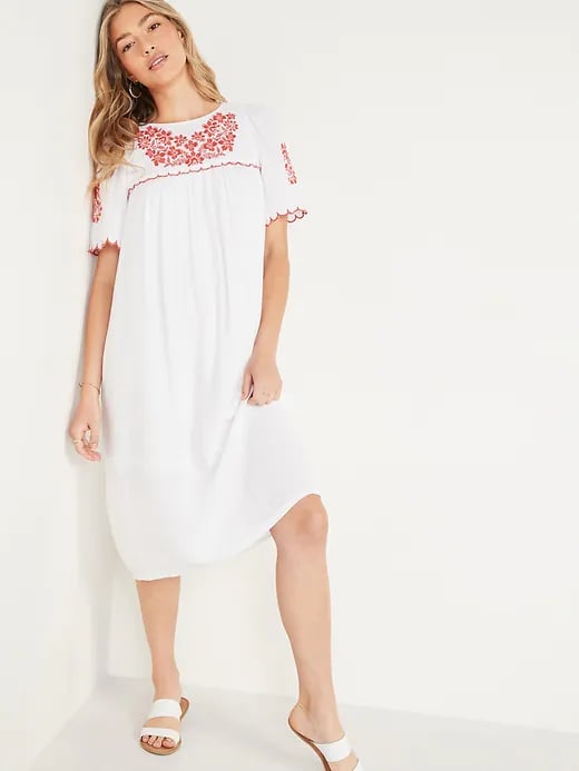 Old Navy Embroidered Midi Swing Dress