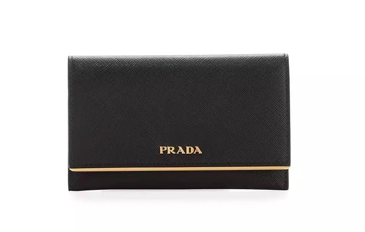 Prada Saffiano Leather Bar-Flap French Wallet | Card Cases | POPSUGAR ...