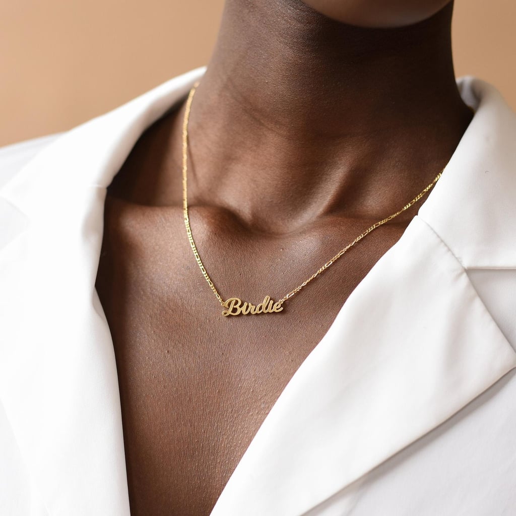 A Personalized Name Necklace: Custom Figaro Chain Script Name Necklace