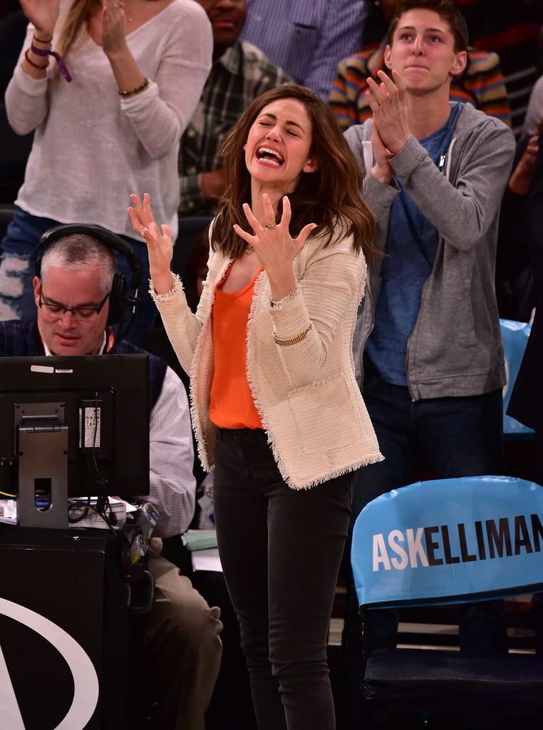 Emmy Rossum was invested in the  San Antonio Spurs vs New York Knicks game in NYC on Tuesday.