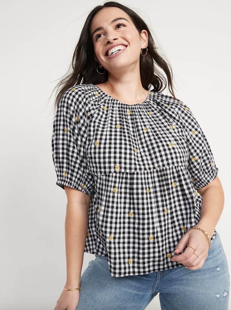 Old Navy Patterned Puff-Sleeve Swing Top