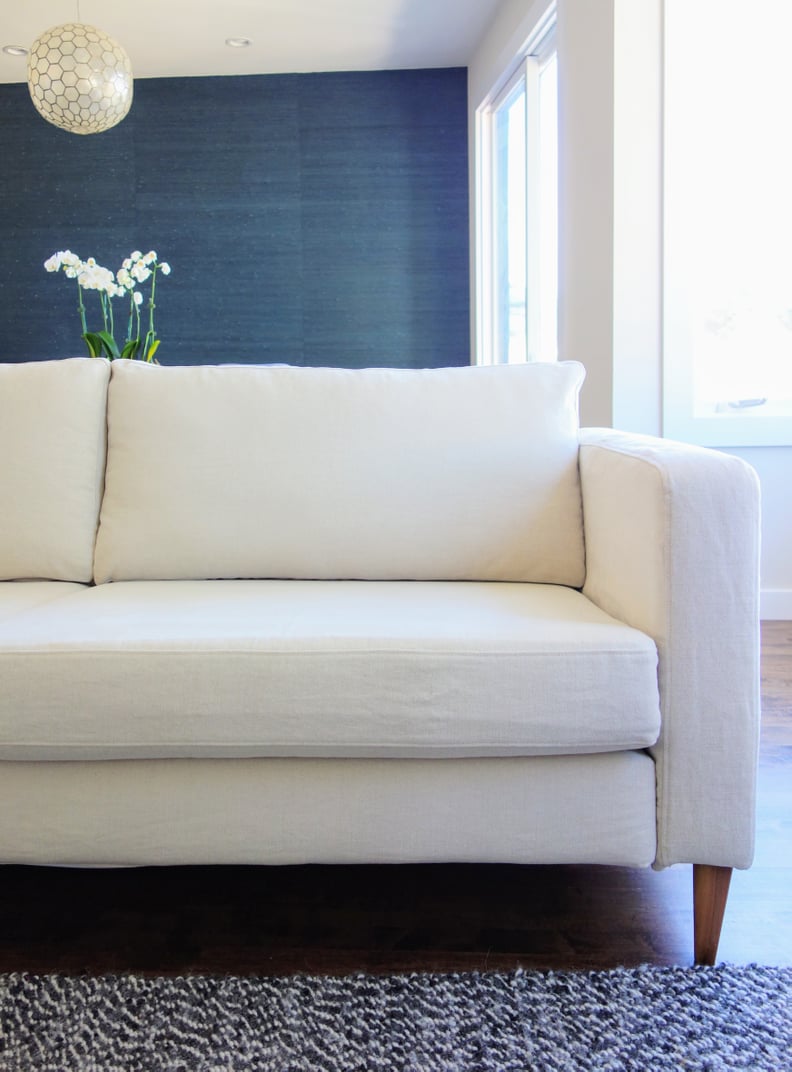 IKEA Sofa Hack  Leather Slipcover + Legs + Tufting Makeover 