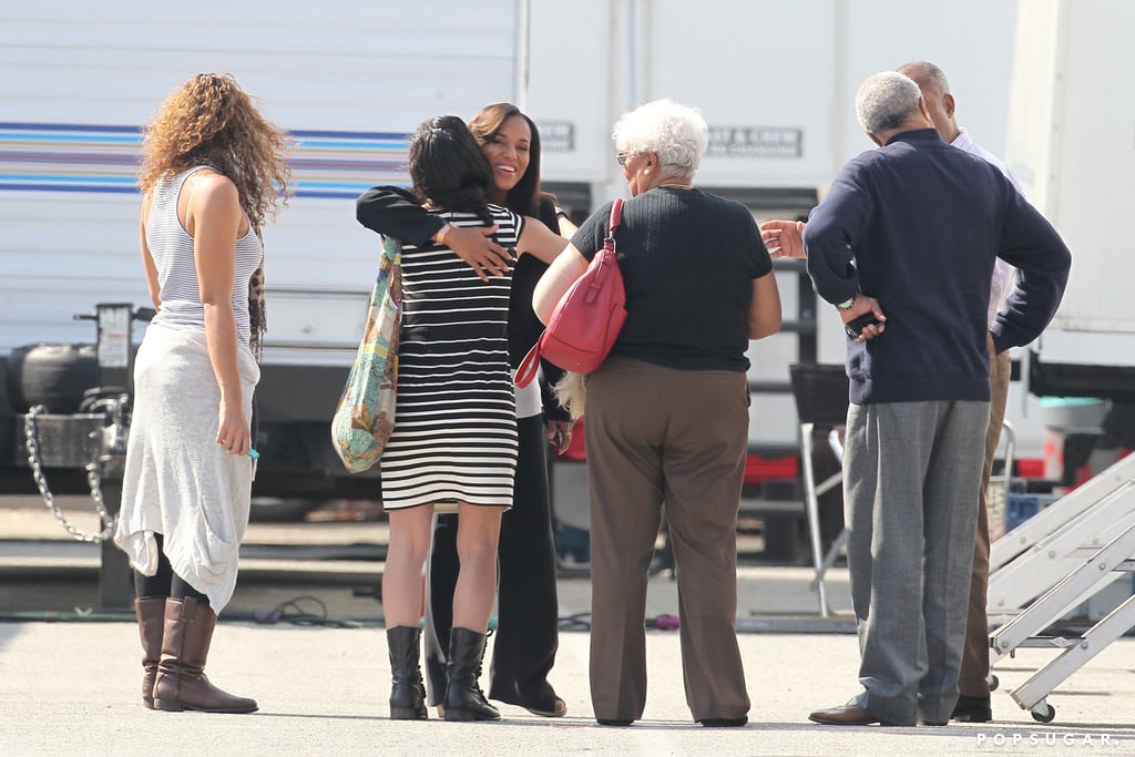 Pregnant Kerry Washington on Scandal Set