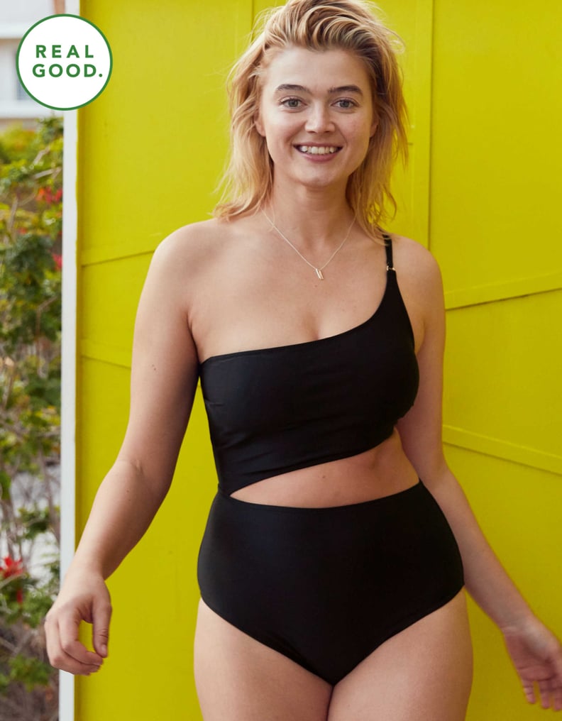 One Shoulder Cutout One-Piece Swimsuit & Reviews - Cyan