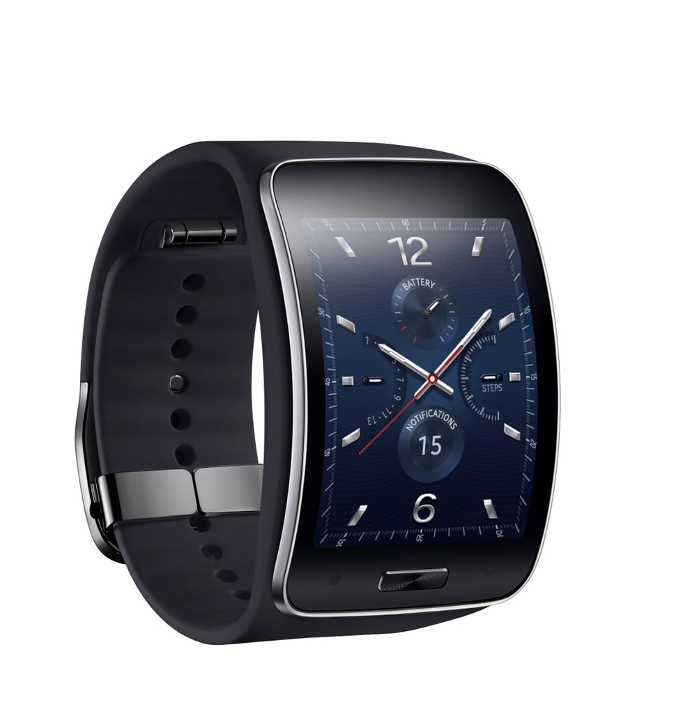 Here's a close-up of the black Gear S's curved display.
Source: Samsung
