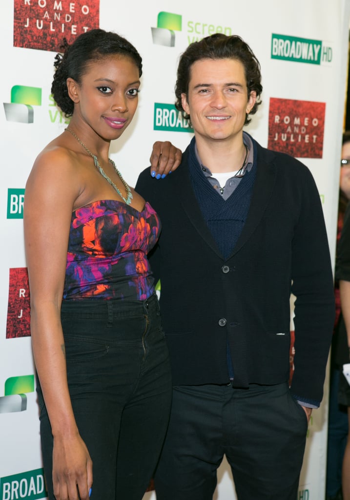 Orlando Bloom joined up with Condola Rashad for the film premiere of their Broadway play, Romeo and Juliet, in NYC on Tuesday. Selected theaters will screen tapings from the play.