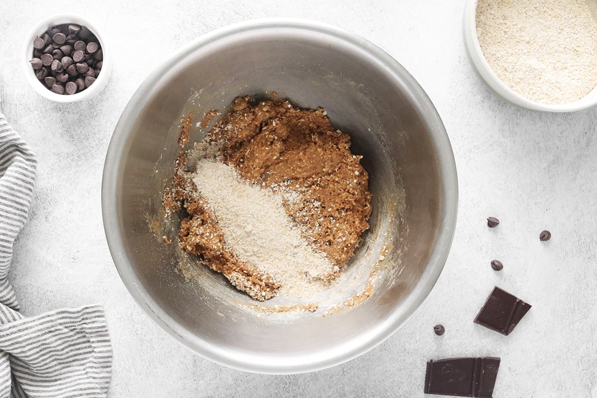 Adding dry ingredients to wet ingredients