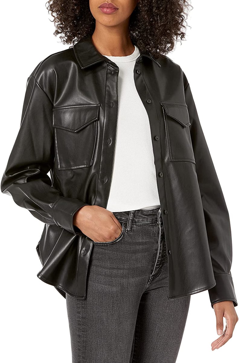 Stylish Shacket: The Drop @lisadnyc Faux Leather Long Shirt Jacket