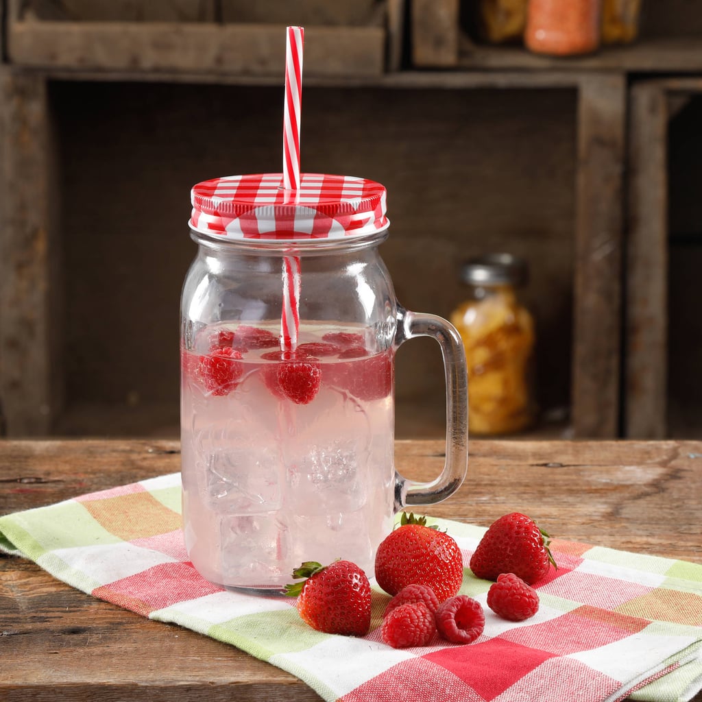 The Pioneer Woman 32-Ounce Clear Mason Jar, Red Straw ($5)