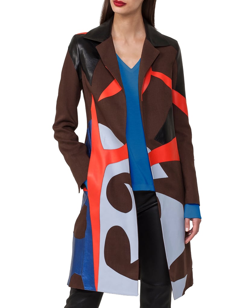 Akris Patchwork Linen Leather Coat Trench Coat Amal Clooney Alexander
