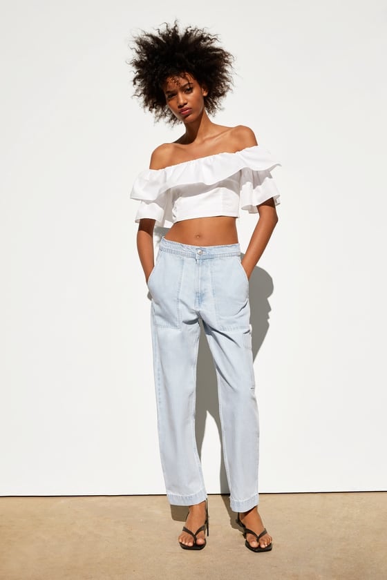 Zara Denim Pants With Pockets