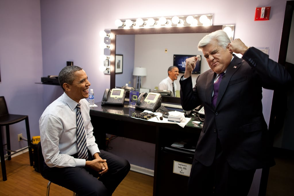 Jay Leno had President Obama cracking up backstage during his trip to The Tonight Show With Jay Leno in October 2011.
Source: Flickr user The White House