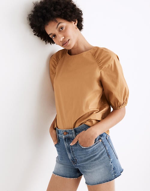 Gathered Balloon-Sleeve Top