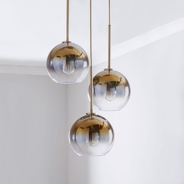 West Elm Sculptural Glass 3-Light Globe Chandelier