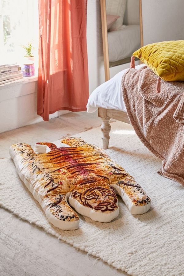 Tiger Velvet Tufted Floor Pillow