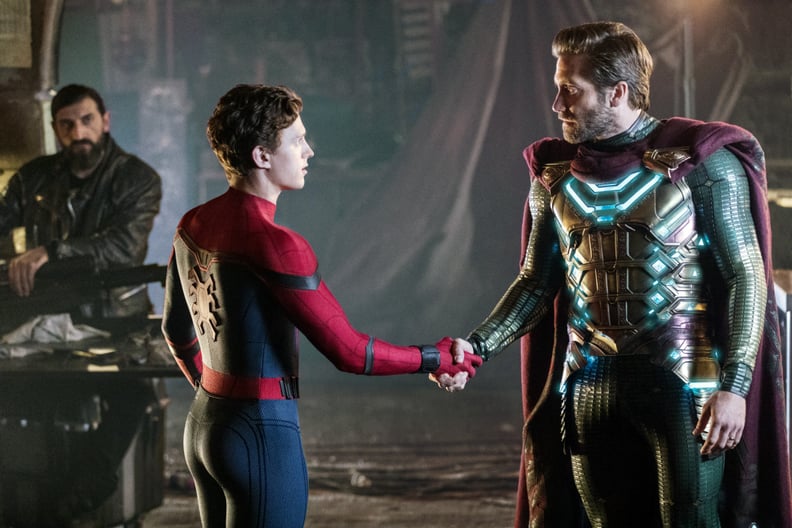 SPIDER-MAN: FAR FROM HOME, from left: Numan Acar, Tom Holland as Spider-Man / Peter Parker, Jake Gyllenhaal, 2019. ph: Jay Maidment /  Columbia Pictures /  Marvel / courtesy Everett Collection