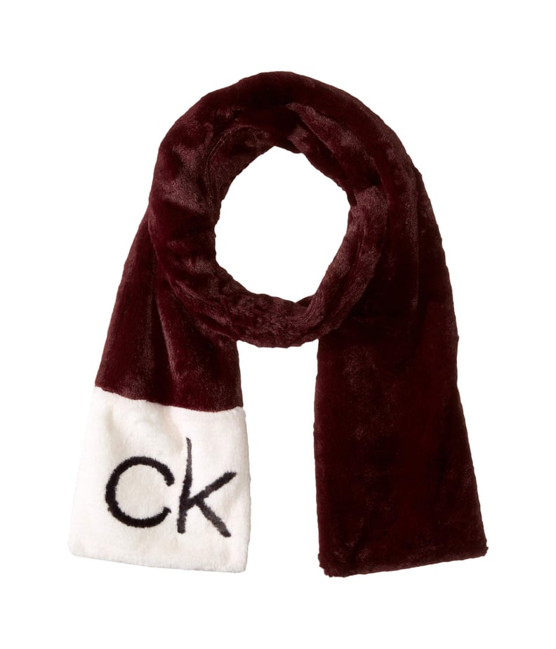 Calvin Klein CK Logo Faux Fur Scarf