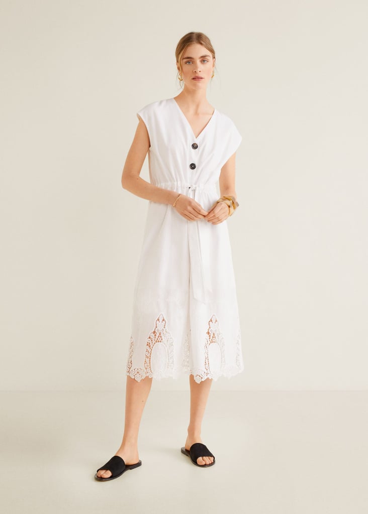 Mango Embroidered Midi Dress