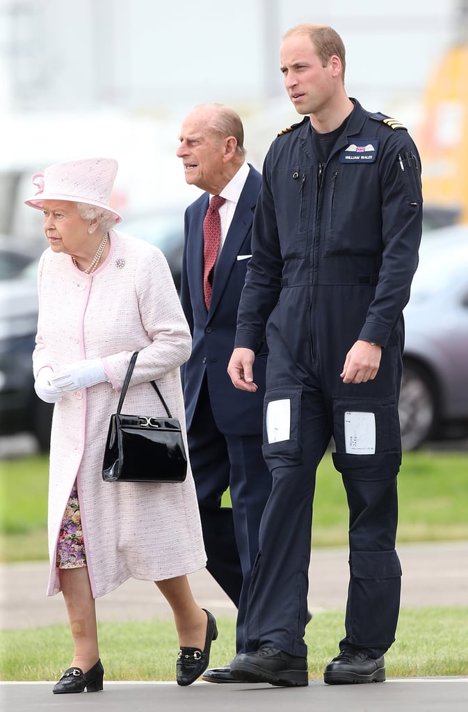 Prince William at Air Base With Queen Elizabeth II