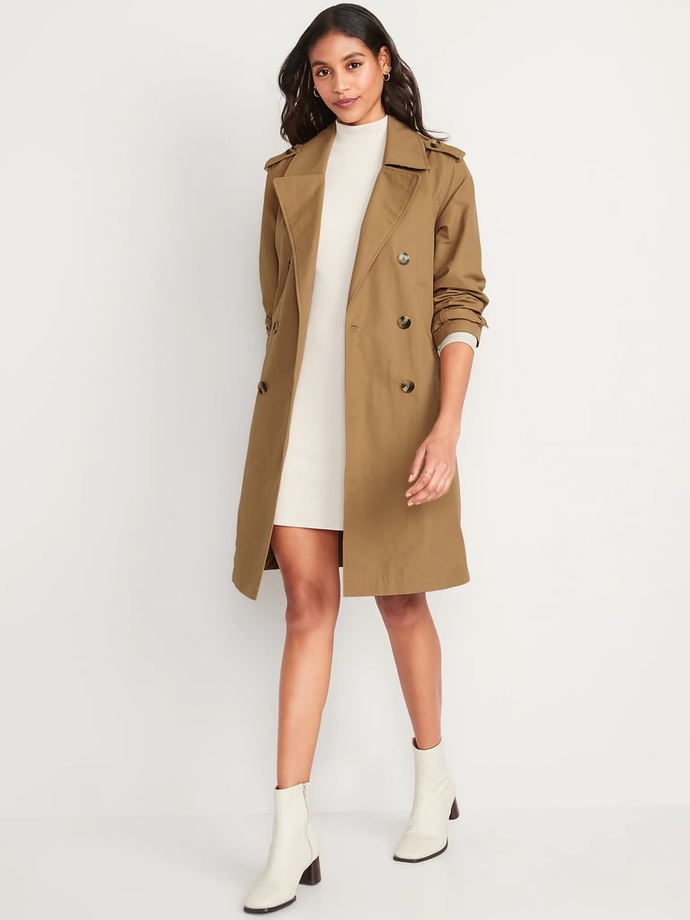 Water-Resistant Tie-Belt Trench Coat