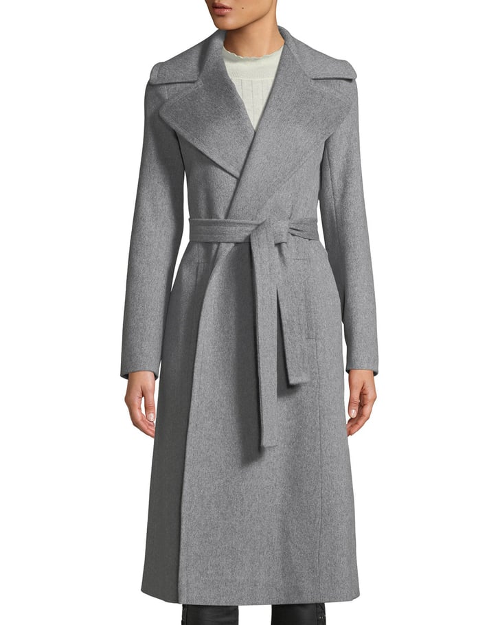 gray wrap wool coat
