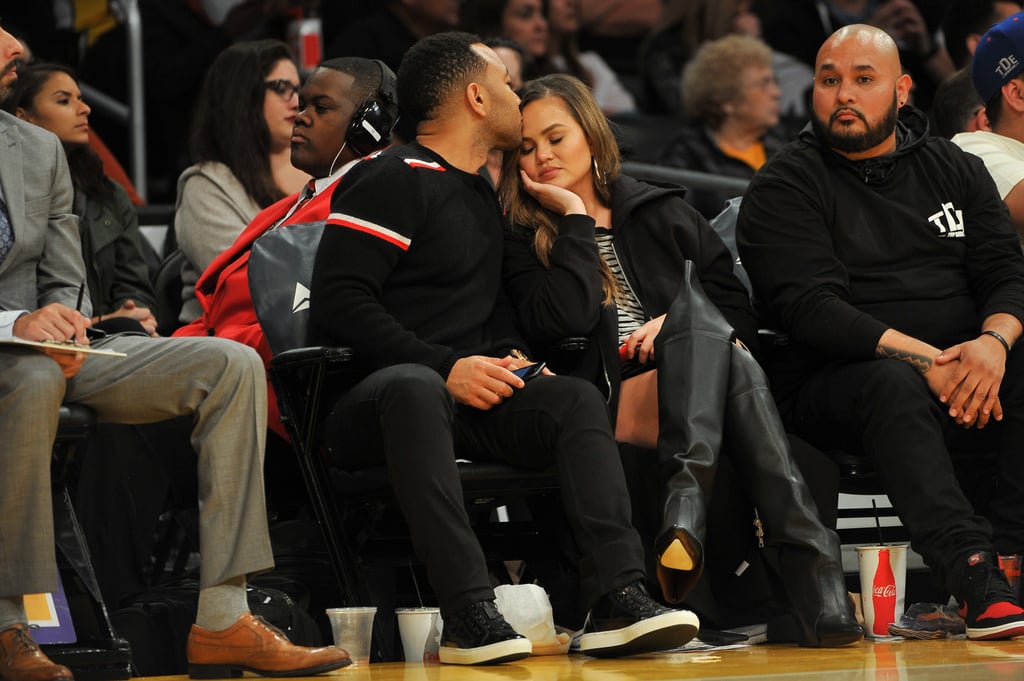 Chrissy Teigen and John Legend at LA Lakers Game Nov. 2017
