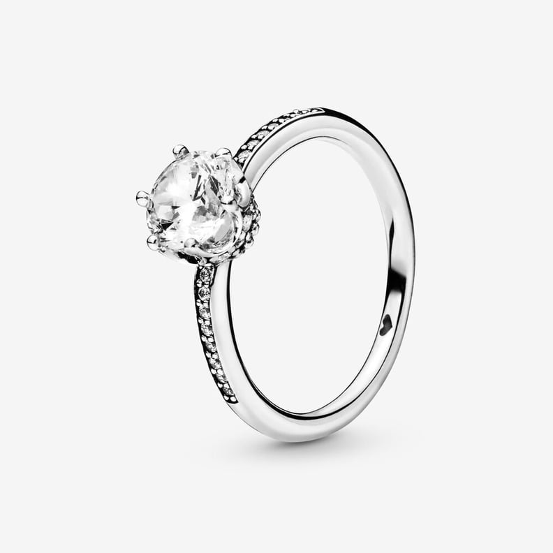 Clear Sparkling Crown Solitaire Ring