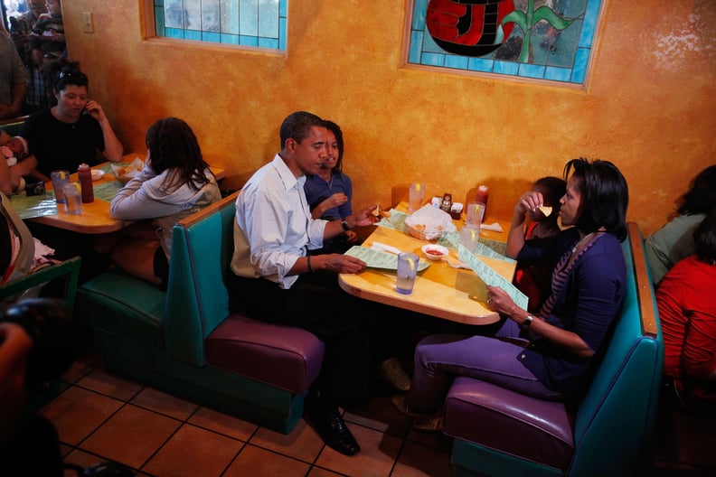 Chowing down on Mexican food while on the campaign trail in 2008.