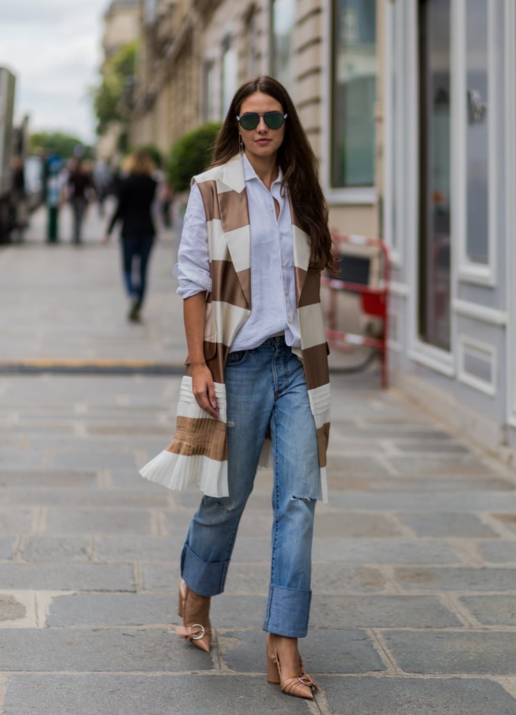 Let a vest transform your staples.  Street Style Couture Fashion Week Fall 2017  POPSUGAR 