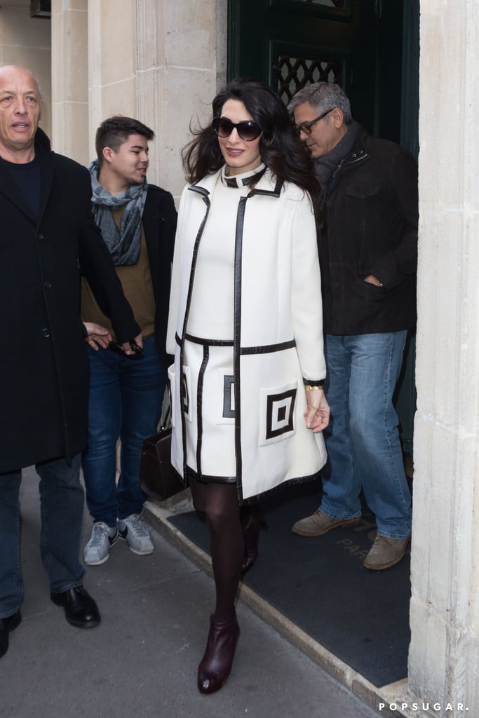 Amal's William Vintage suit from 1965 was a step in the mod direction for an outing in Paris.