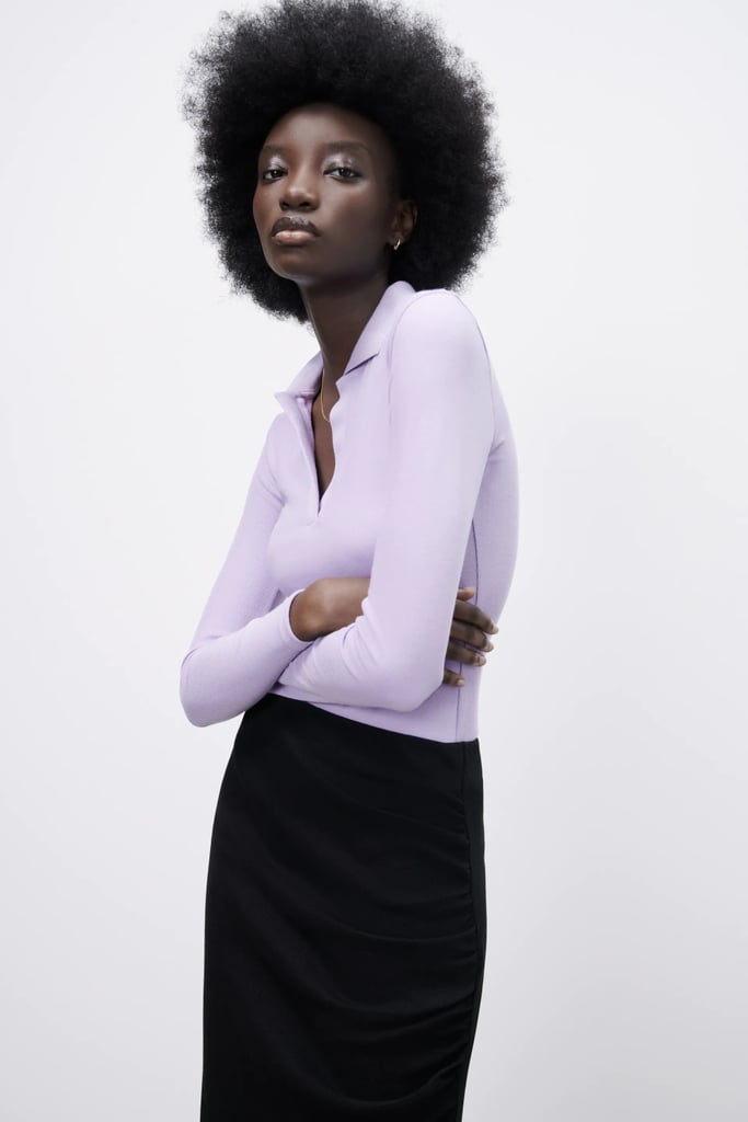 A Colorful Bodysuit: Zara Polo Collar Bodysuit