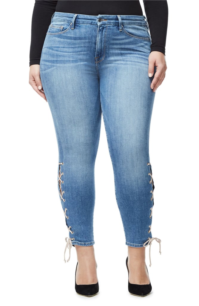 Good American Good Legs Lace-Up High Waist Skinny Jeans