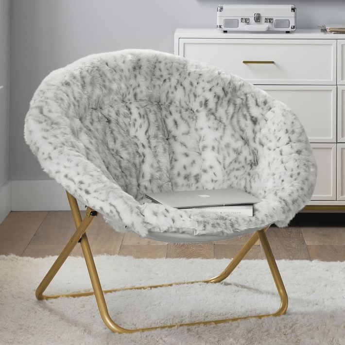 Best Home Gift For Teens: Gray Leopard Faux-Fur Hang-A-Round Chair